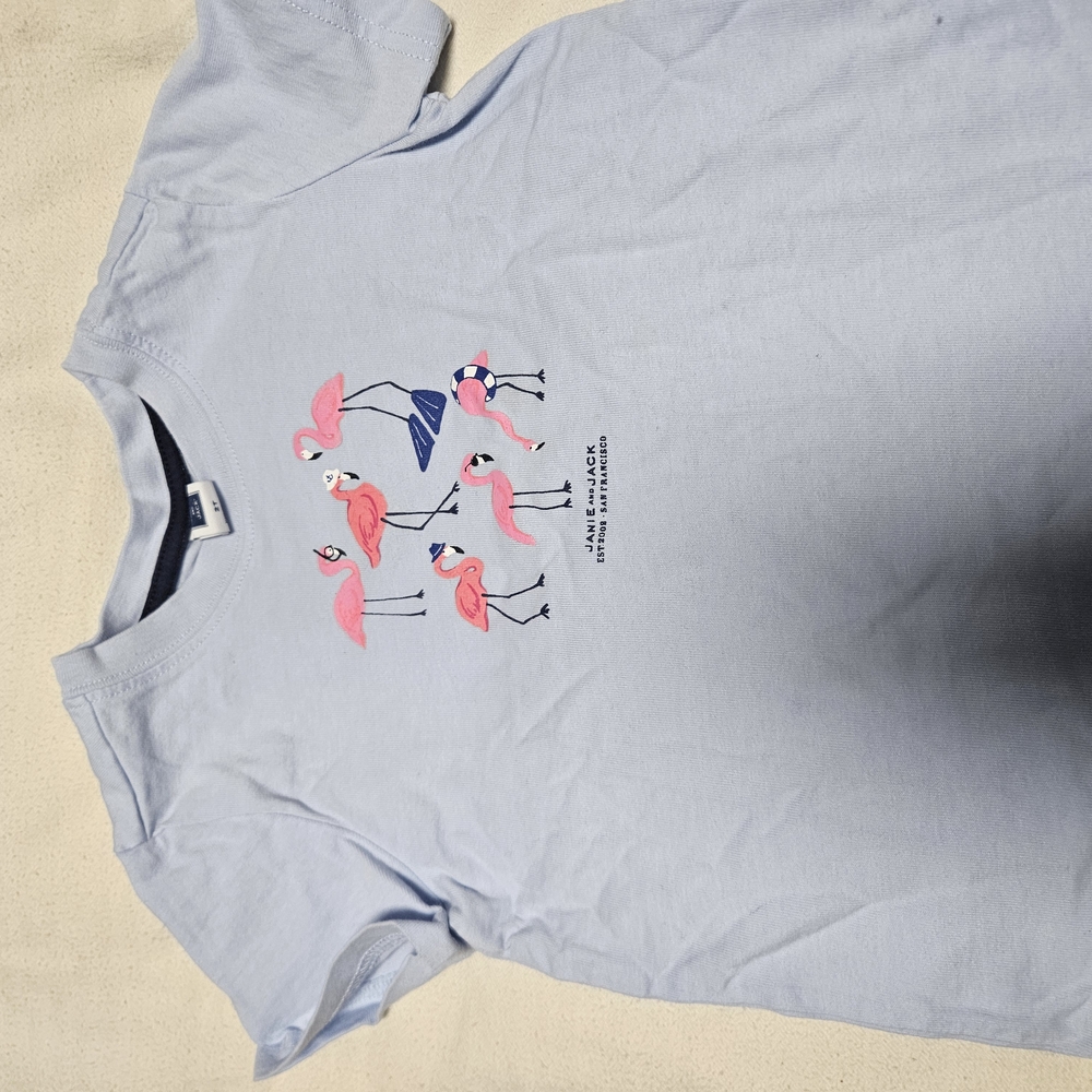 Janie and Jack Light Blue Flamingo Tee